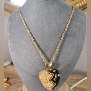 Vintage American showcase Swarovski crystal heart -broken heart double sided